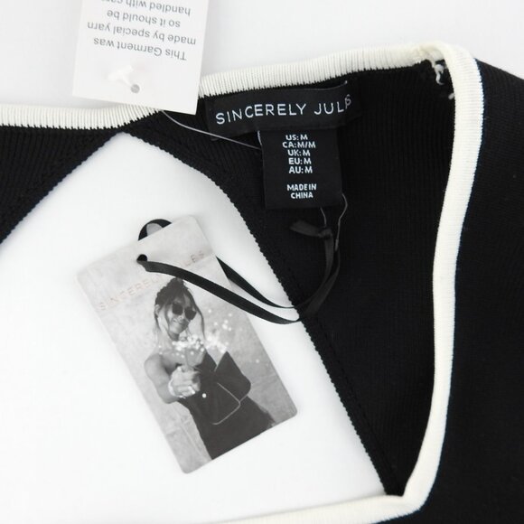 New Women's Sincerely Jules LS Black Open Back Crop Sweater Sz M Sleek Edgy Vibe - Picture 4 of 9